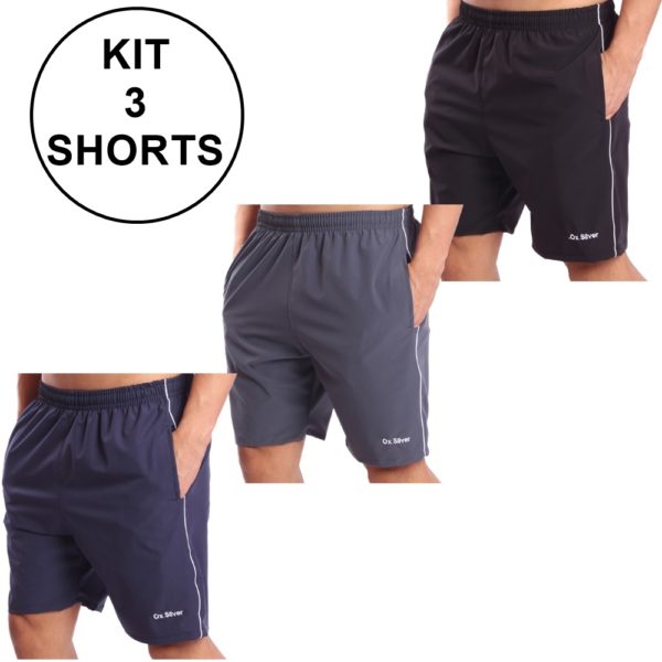 Kit com 3 Shorts Tactel com Elastano - REF 013
